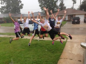 Singing (and painting) in the rain!